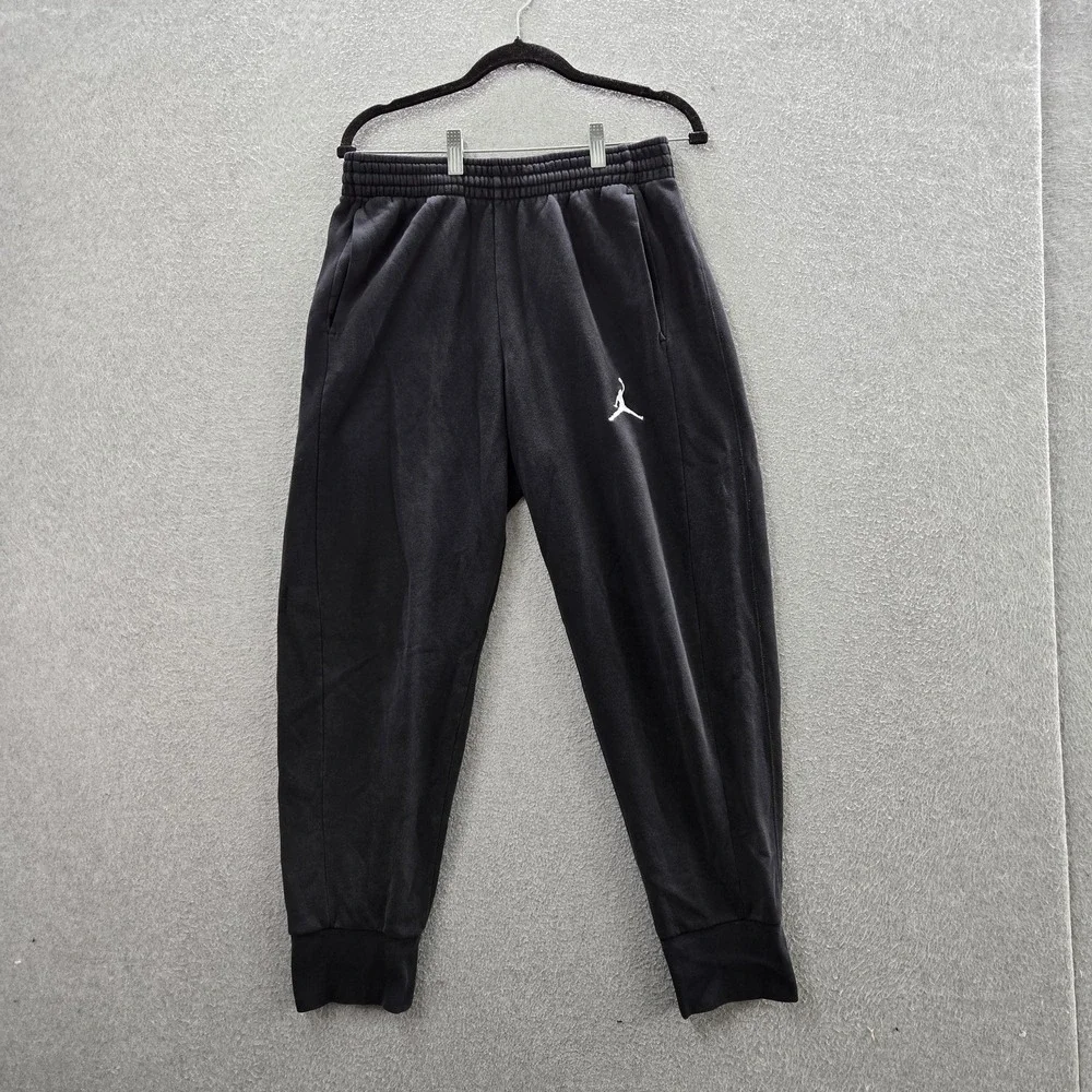 Jordan Men Pants‎ M Black Embroidered Jogger Y2K Fleece  Logo Jumpman